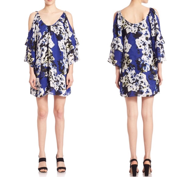 ✨HP!✨ NWT Parker Floral Silk Cold Shoulder Dress - Picture 2 of 6